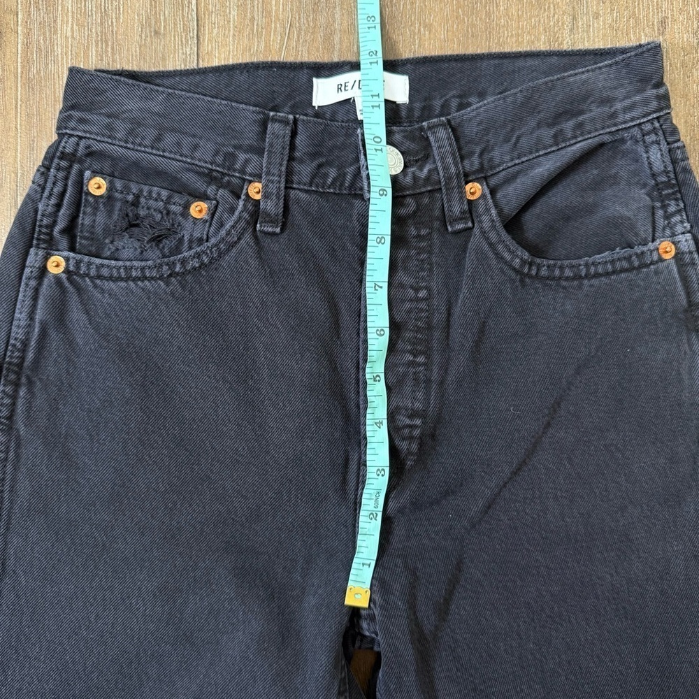 Re/Done High Rise Loose in Washed Black Straight leg 90s ripped distressed - Picture 7 of 13
